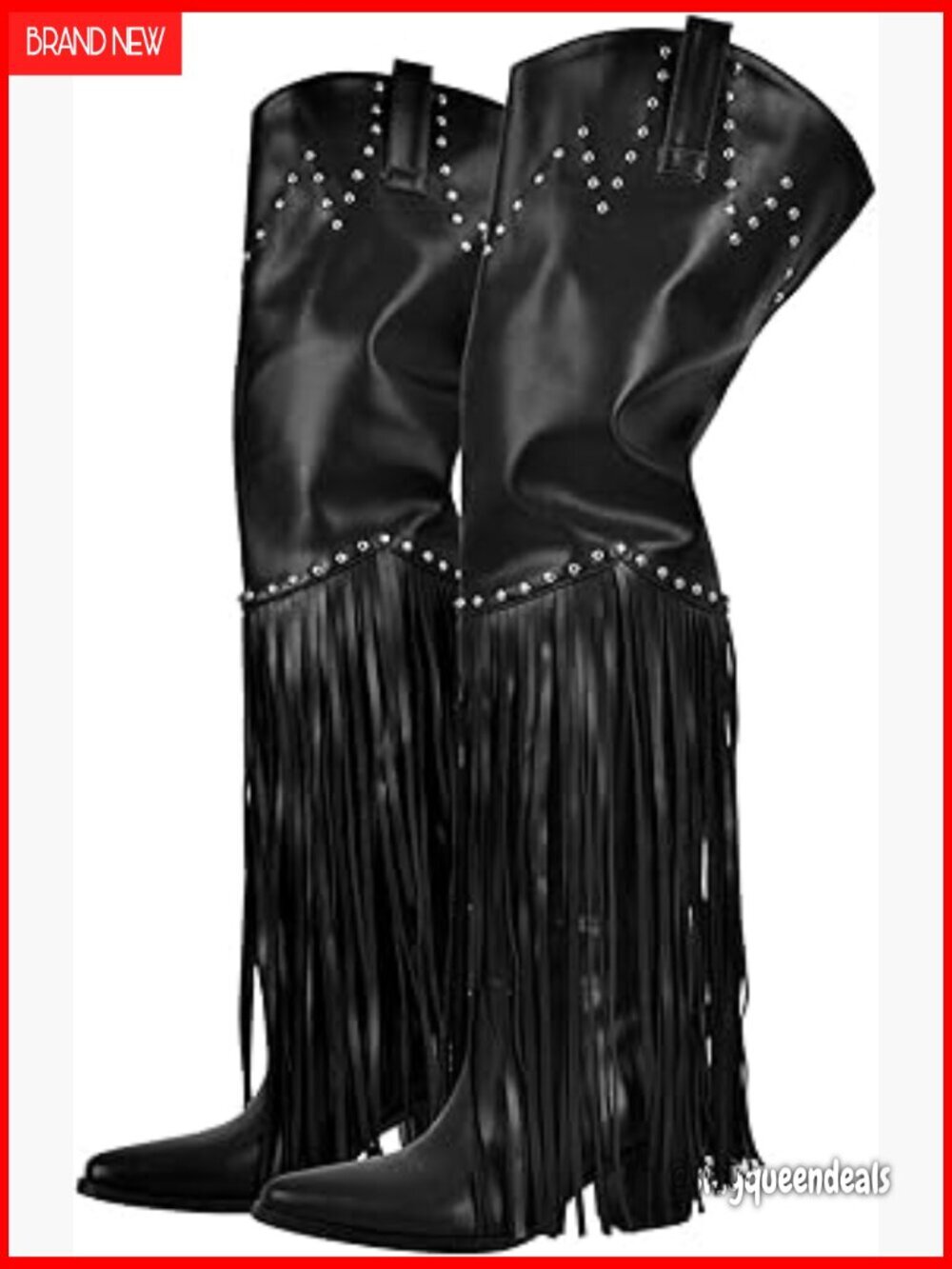 Fringe Tassel Thigh High Over Knee Boots Wide Calf Western Cowboy